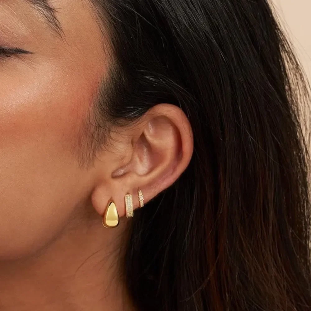 NEW 14K Gold Plated Lightweight Small Gold/Silver Hoop Earrings
